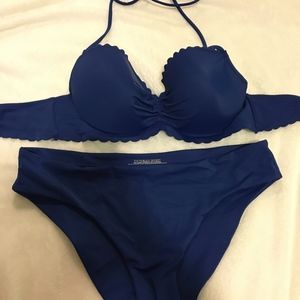 Victoria's Secret Blue Halter Top Bikini Set